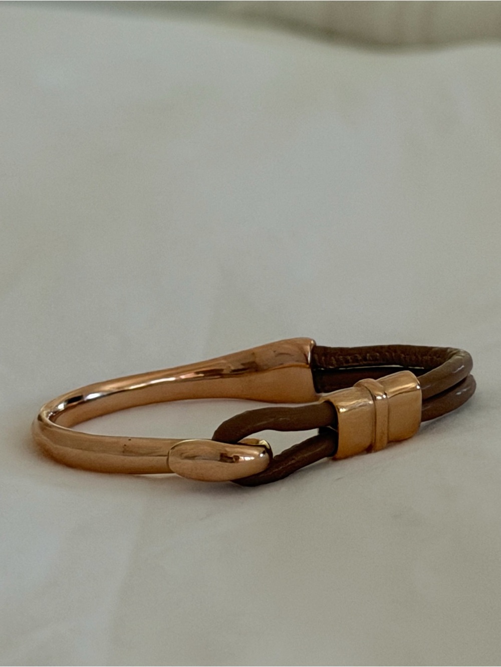Bronze Milor Two Tone Bracelet in Rose Gold & Neutral Double Leather Band CHIC ✨ - Picture 7 of 9